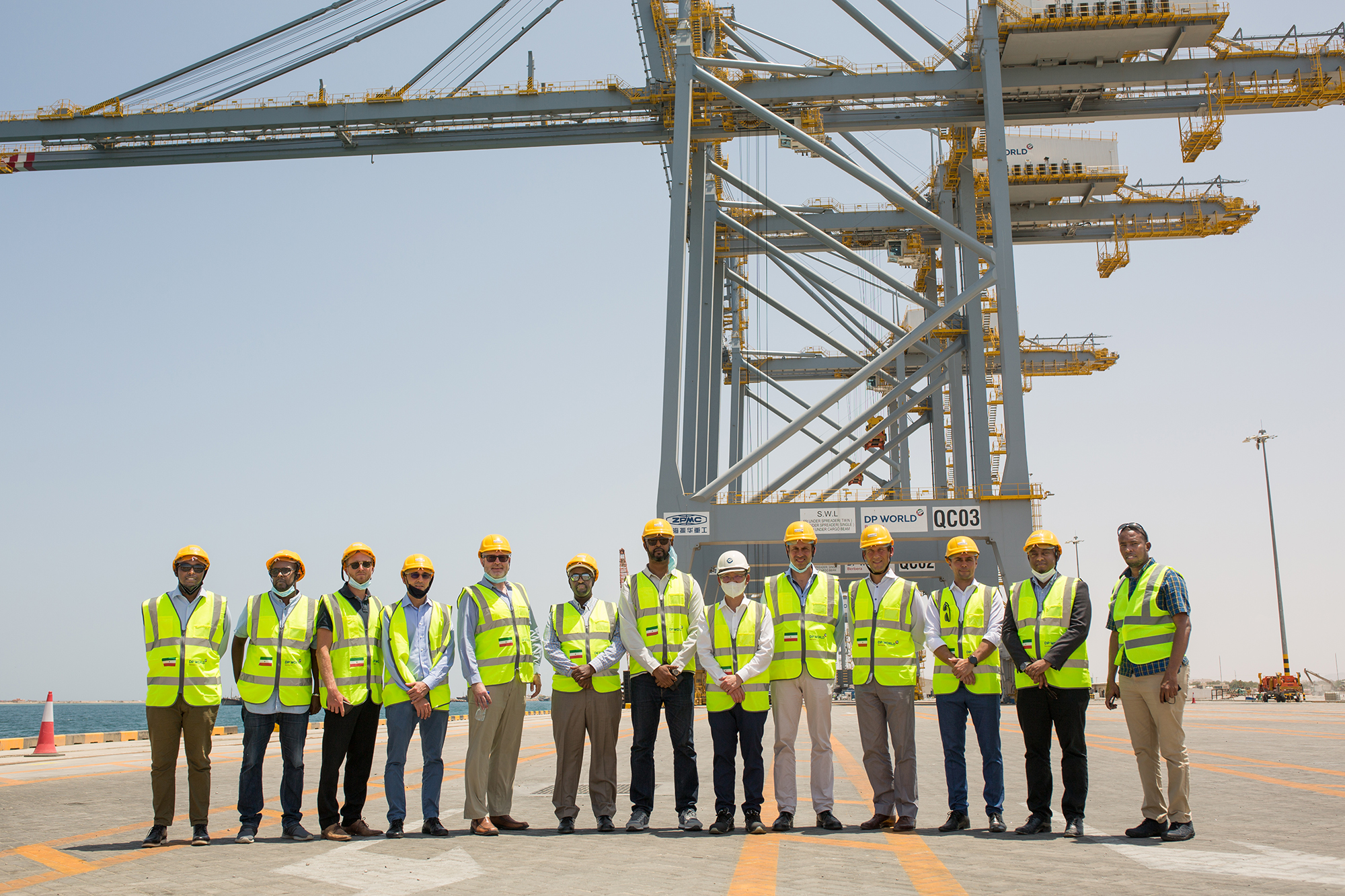 Group of workers standing at a construction site