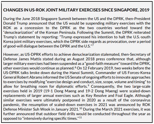 Changes in US-ROK joint military exercises since Singapore