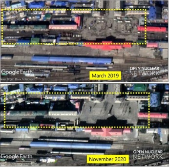 Comparison of the presence of vehiclesin front of the Hyesan train station