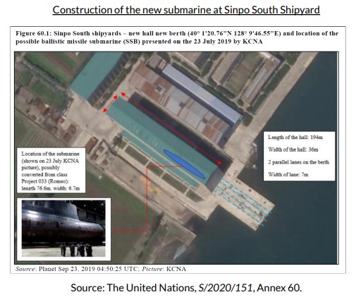 Construction of new submarine at Sinpo South Shipyard