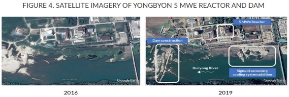 FIGURE 4-SATELLITE IMAGERY OF YONGBYON 5 MWE REACTOR AND DAM