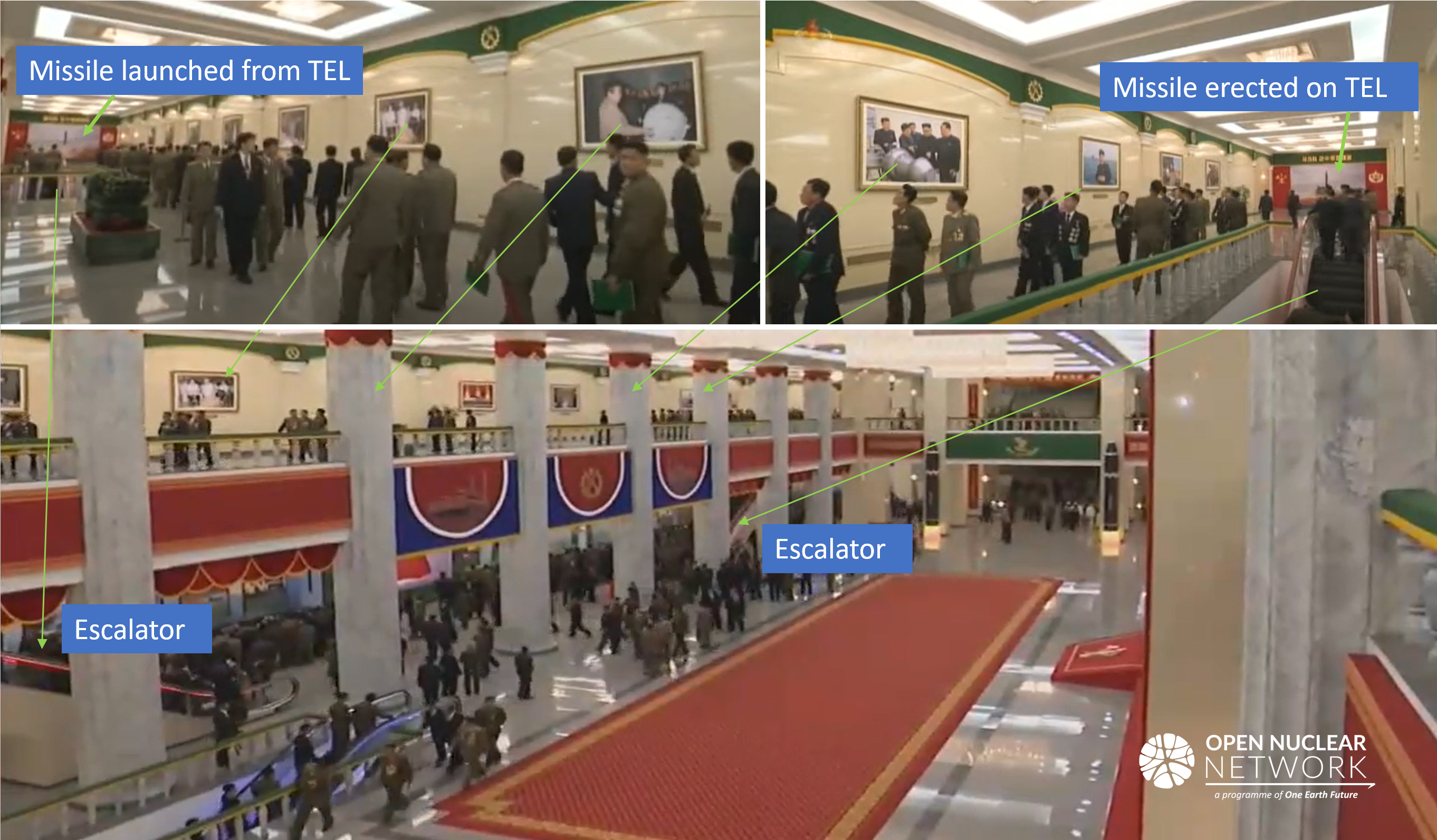 Figure 2. Kim Jong Il inspecting a spherical object — possibly two pictures away from the one of Kim Jong Un inspecting a purported two-stage thermonuclear device. Images: KCTV