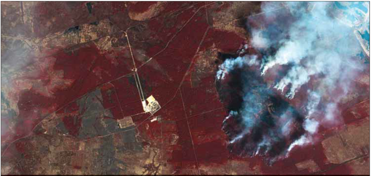 Satellite imagrey shows fires close to Chornobyl