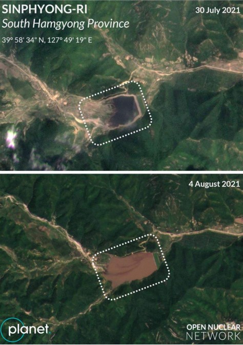 Significant increase in the water level at a reservoir near Sinphyong-ri south of Hamhung