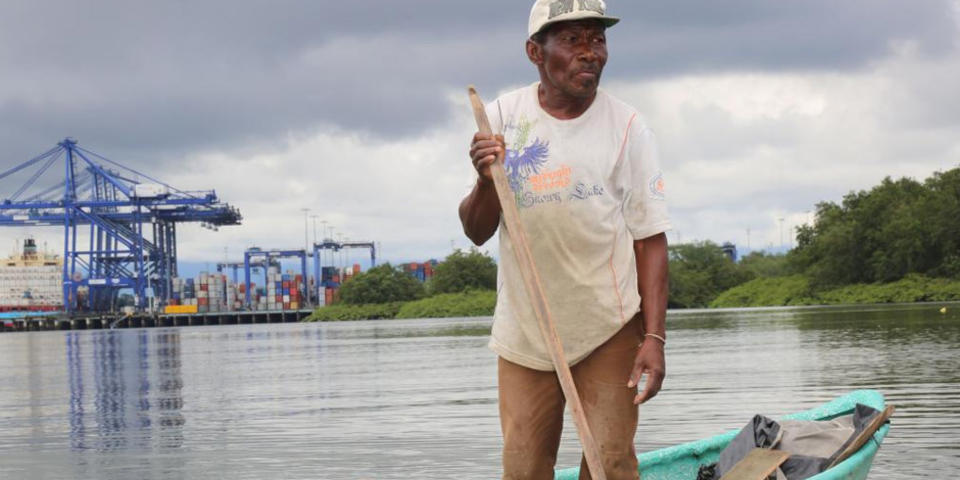 Colombian Fisherman in Shipping Port