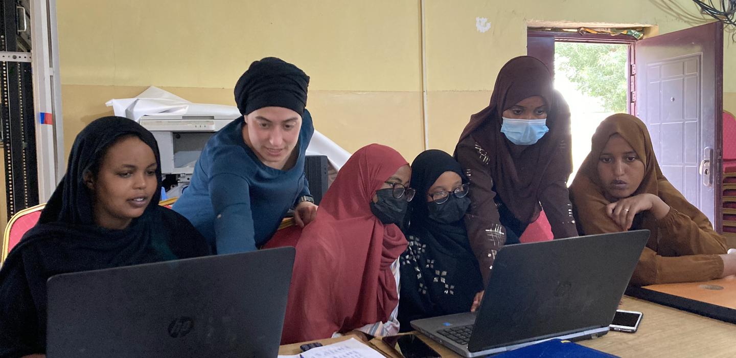 Women being trained in data and GIS