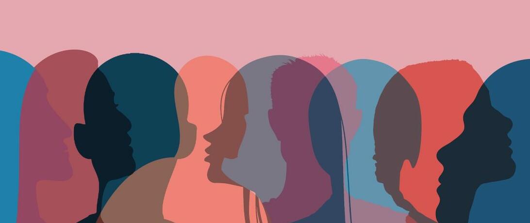 A graphic of multiple women standing