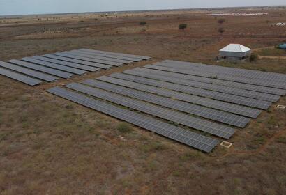 Drone shot of solar panels